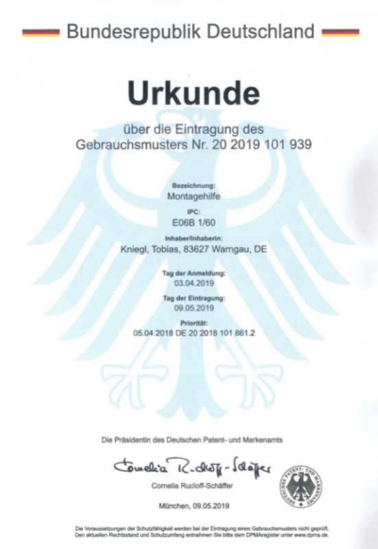 Gebrauchsmuster Urkunde FlexKeil 13